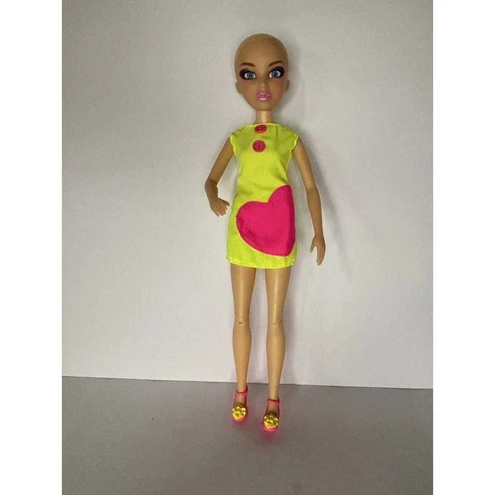 LIV Brites Sophie Doll Neon Pink Yellow Dress & Shoes Blue Eyes No Wig